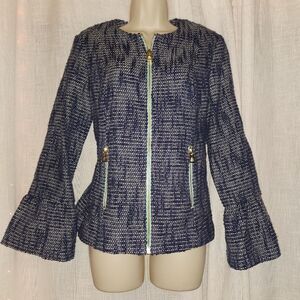 Sail to Sable Blue Blazer with Flared Sleeves